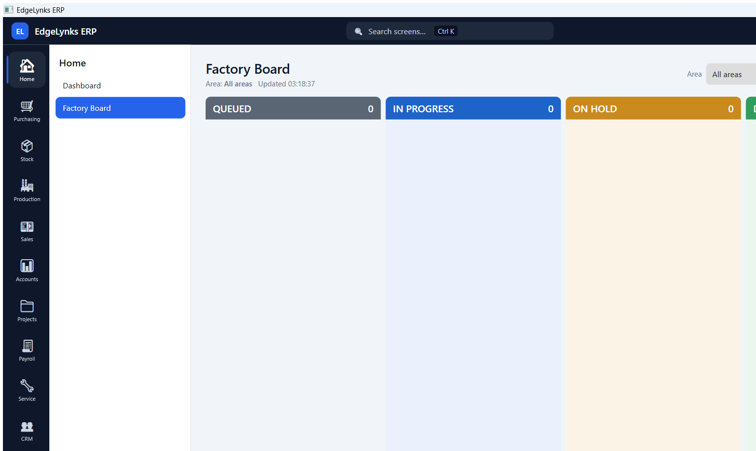 Factory status board