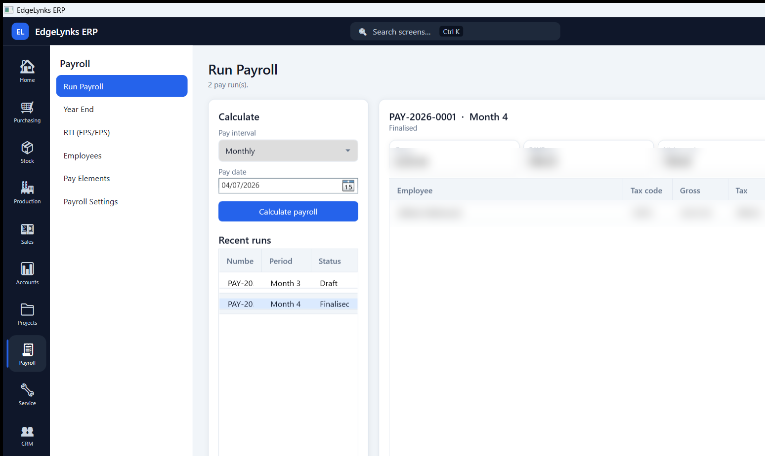 Payroll run